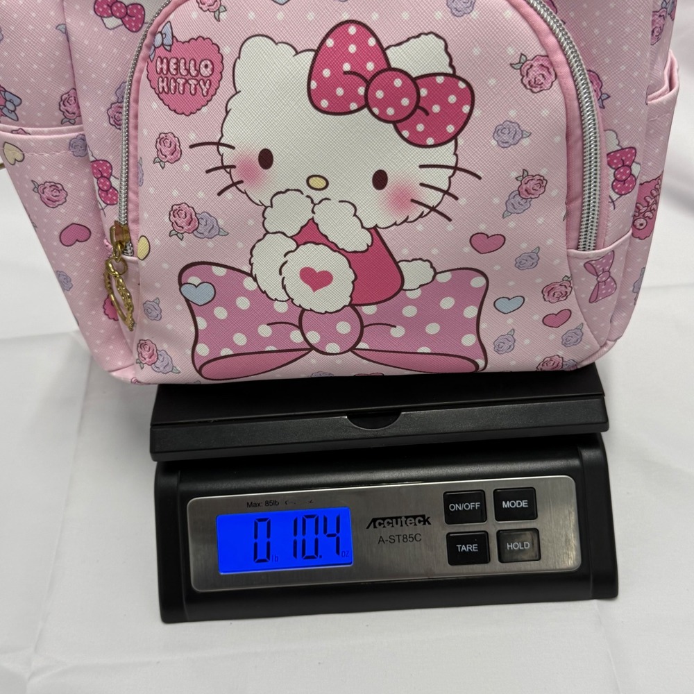 Hello Kitty Sanrio Pink Mini Backpack All Over Print Hearts Roses Kids Bag - Picture 8 of 8